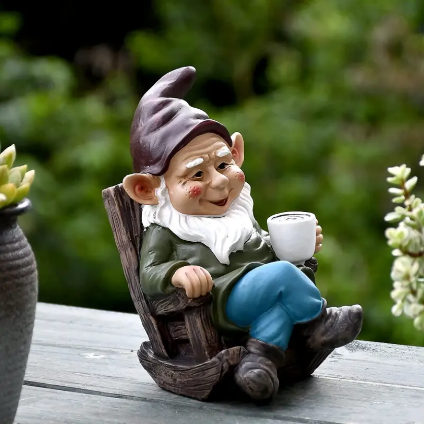 Coffee Drinking Garden Gnome