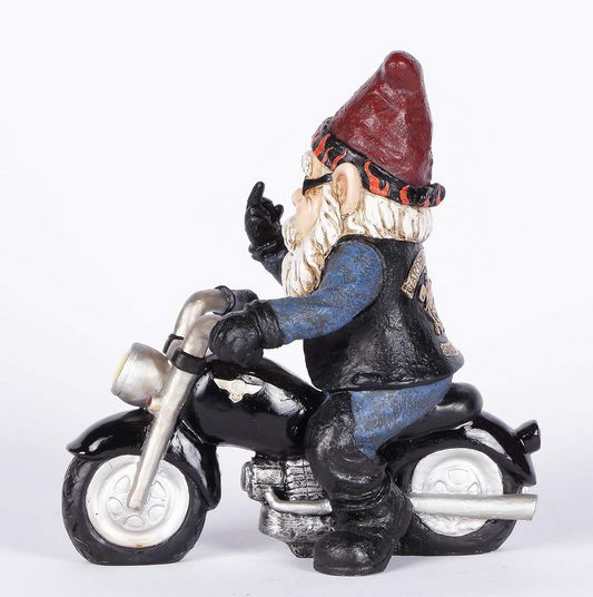 Funky Biker Garden Gnome Pulling Finger