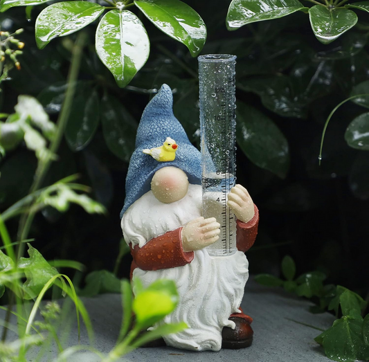 Cute Rain Gauge Garden Gnome