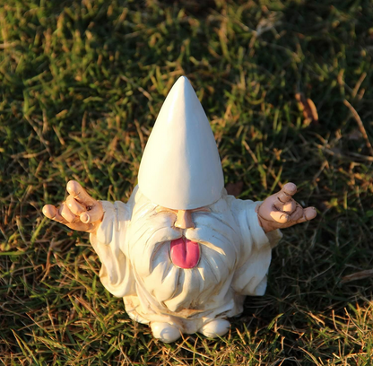 "Peaceout" White Bearded Garden Gnome