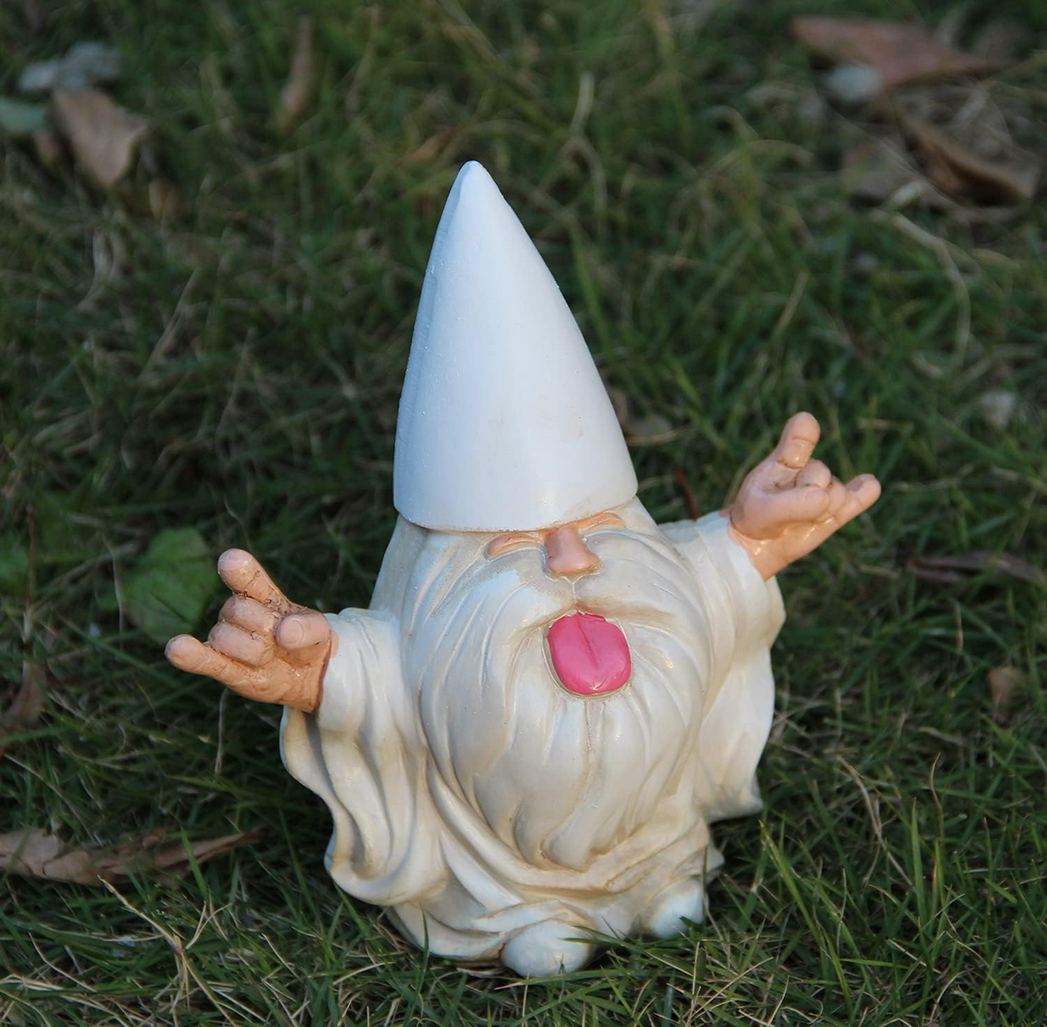"Peaceout" White Bearded Garden Gnome