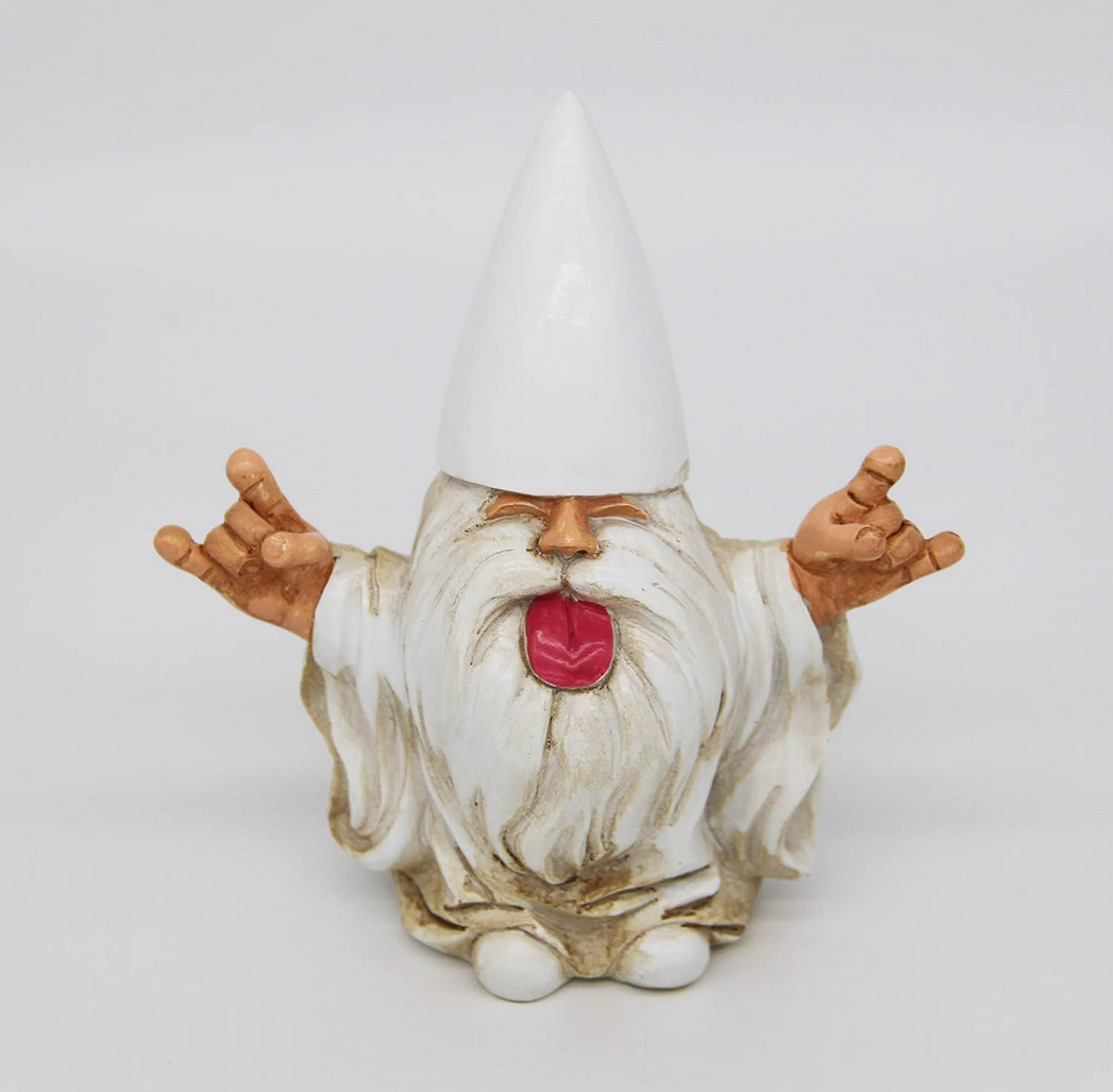 "Peaceout" White Bearded Garden Gnome