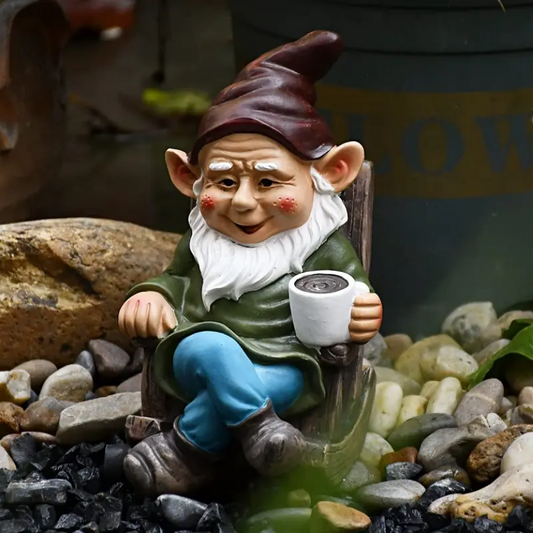 Coffee Drinking Garden Gnome