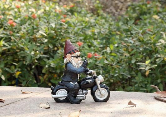 Funky Biker Garden Gnome Pulling Finger