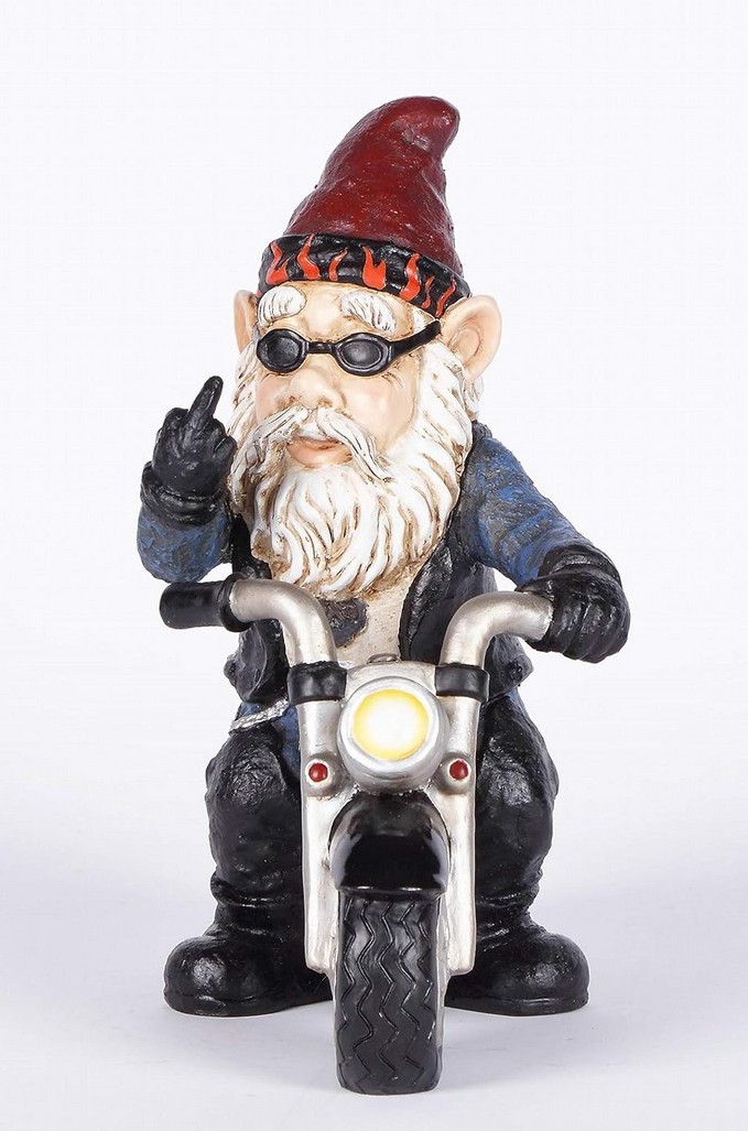 Funky Biker Garden Gnome Pulling Finger