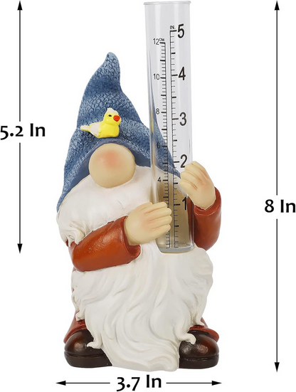 Cute Rain Gauge Garden Gnome