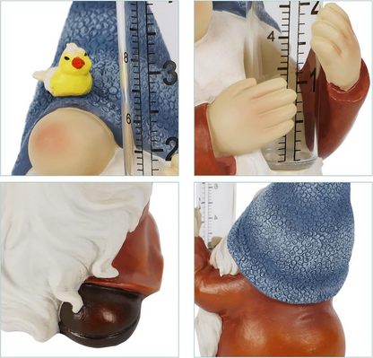 Cute Rain Gauge Garden Gnome