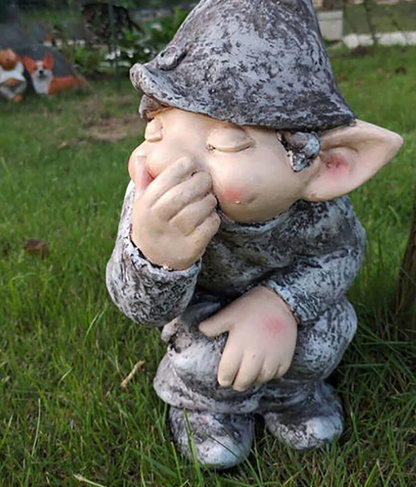 Pooping Naughty Garden Gnome Statue