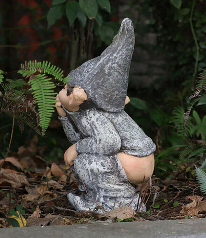 Pooping Naughty Garden Gnome Statue